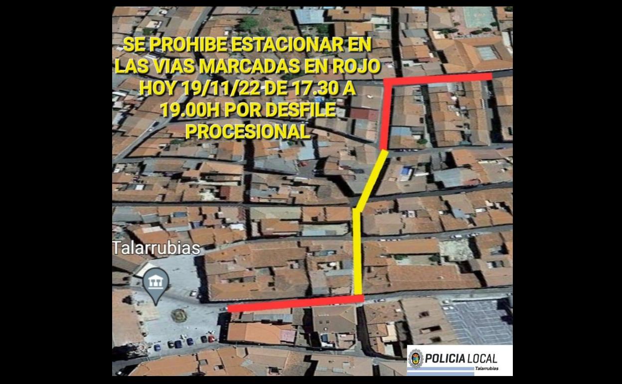 Zonas en las que no se podrá estacionar por el desfile procesional del Colegio Cristo Rey