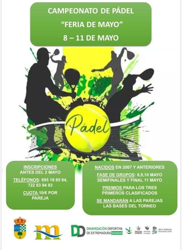 Inscripciones abiertas para el Campeonato de Pádel 'Feria de Mayo'