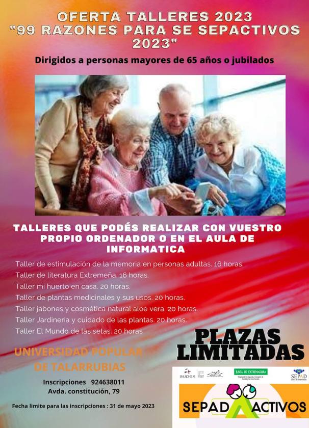 Oferta de talleres SepadActivos