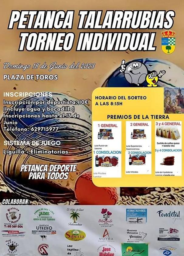 Inscripciones abiertas para el Torneo de Petanca Individual de Talarrubias