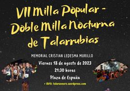 Talarunners organiza la VII Milla Popular Doble Milla Nocturna – memorial Cristian Ledesma Murillo