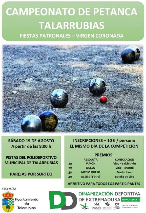 El Ayuntamiento organiza un Campeonato de Petanca dentro de las Fiestas de la Virgen de la Coronada