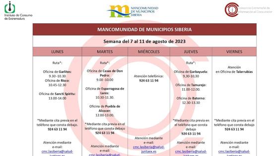 El Consorcio Extremeño de Información al Consumidor atenderá presencialmente el 11 de agosto en Talarrubias