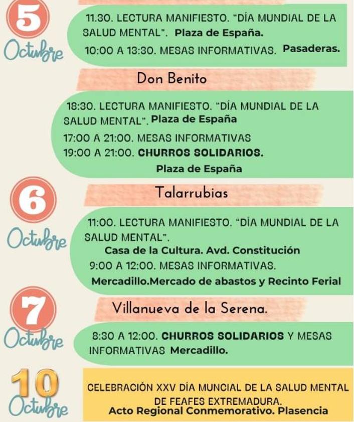 Imagen secundaria 2 - Talarrubias acogerá una de las jornadas de Proines para conmemorar el Día de la Salud Mental