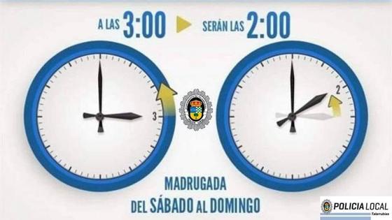 La Policía Local recuerda el cambio de hora
