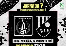 El CD Talarrubias recibe al CPVO San Bartolomé para la séptima jornada de liga