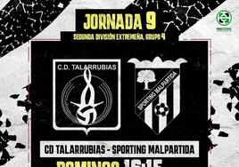 El CD Talarrubias recibe en casa al Sporting Malpartida para la novena jornada de liga