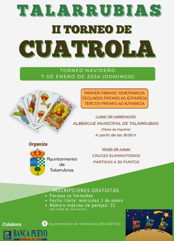Abiertas las inscripciones para el II Torneo de Cuatrola de Talarrubias