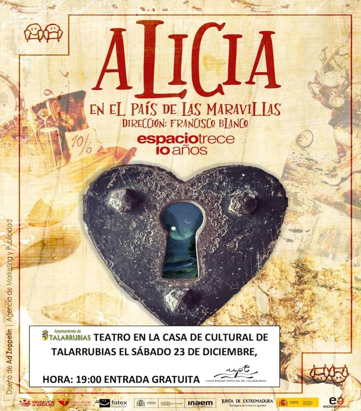 Llega a Talarrubias 'Alicia en el País de las maravillas', de la compañía Espaciotrece