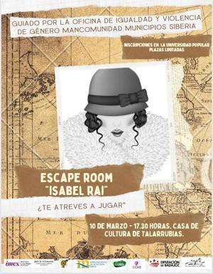 Abiertas la inscripciones para participar en la Escape Room &#039;Isabel Rai&#039;