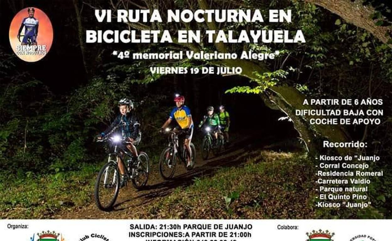 El próximo fin de semana, VI Ruta Nocturna en bici 'Memorial Valeriano Alegre'