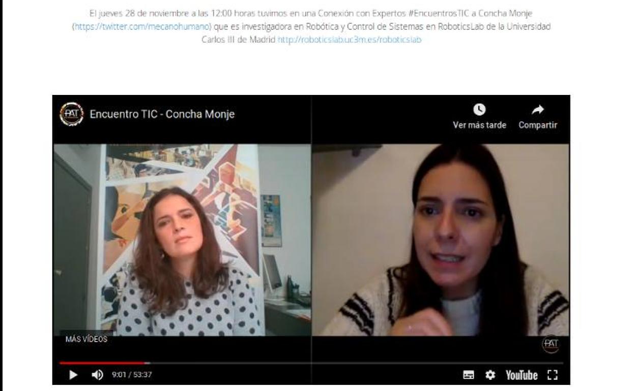 Concha Monje participa en las «Conexiones con Expertos» que realiza AUPEX