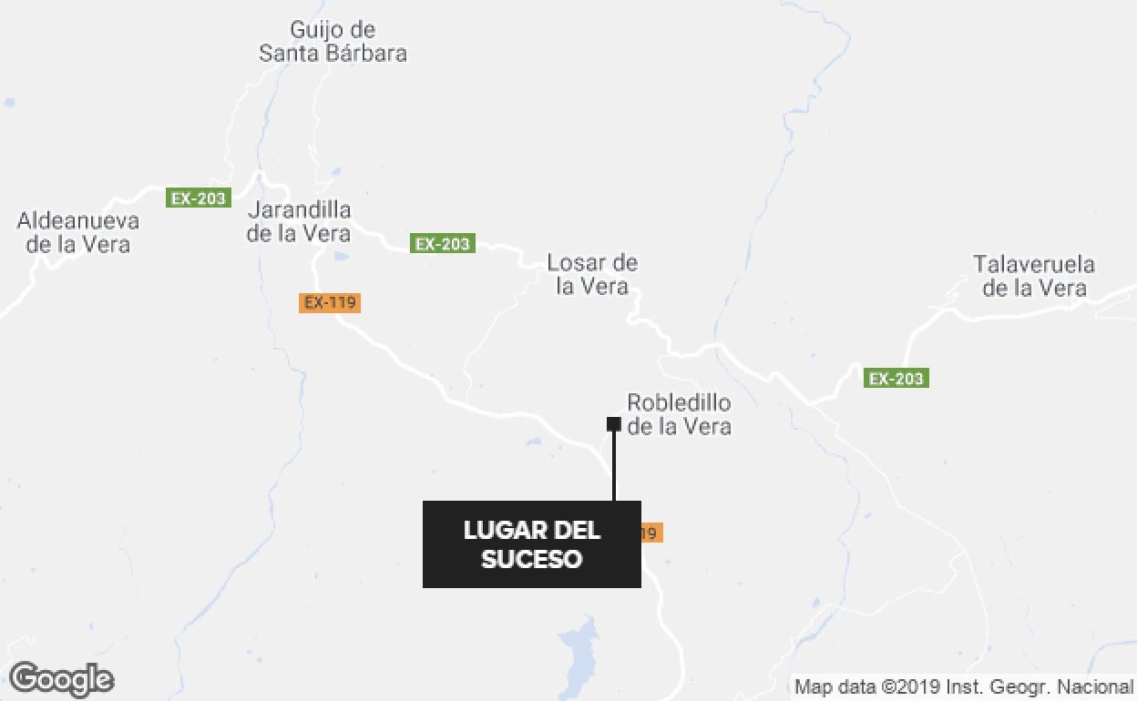 Fallece un trabajador de 62 años al quedar atrapado entre una máquina y un camión en Robledillo de la Vera