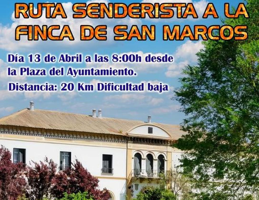 El sábado 13, ruta senderista a la finca de San Marcos