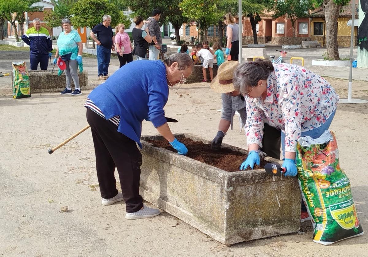 Vecinos en plena faena