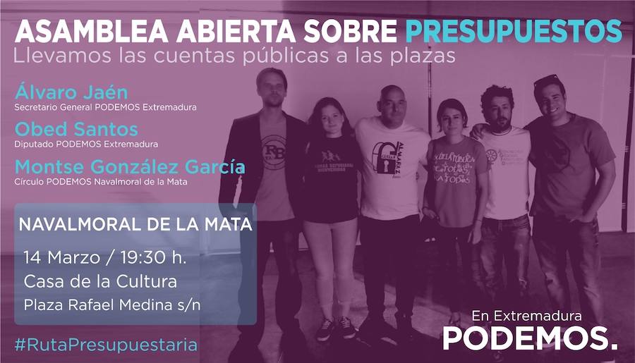 Álvaro Jaén y Obed Santos participan el próximo lunes en una asamblea abierta en Navalmoral para explicar los presupuestos regionales