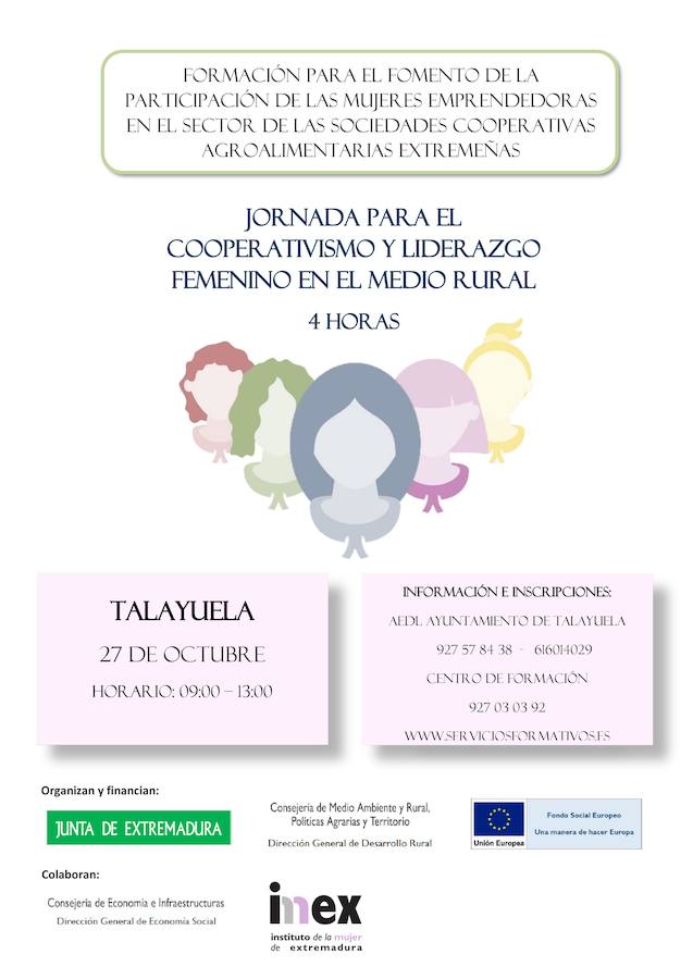 Talayuela alberga mañana una Jornada de “Cooperativismo y Liderazgo Femenino en el Medio Rural”