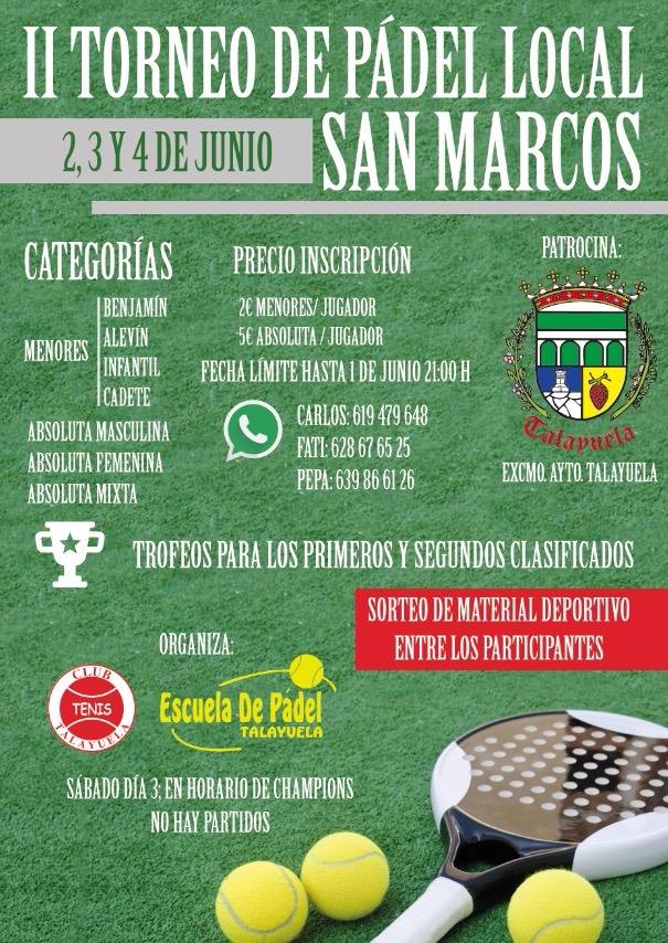 El Torneo de Pádel San Marcos ya tiene fecha, del 2 al 4 de Junio