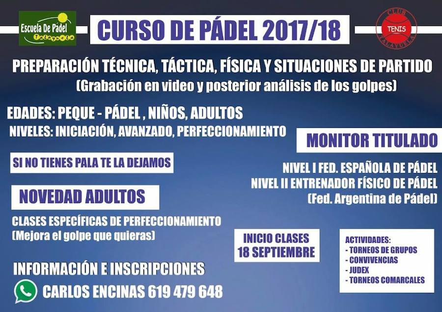La nueva temporada de Padel comienza el 18 de septiembre