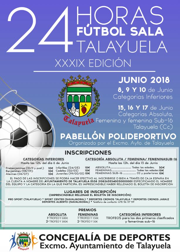 Abierto el plazo para participar en una nueva edición de las 24 Horas de fútbol-sala de Talayuela