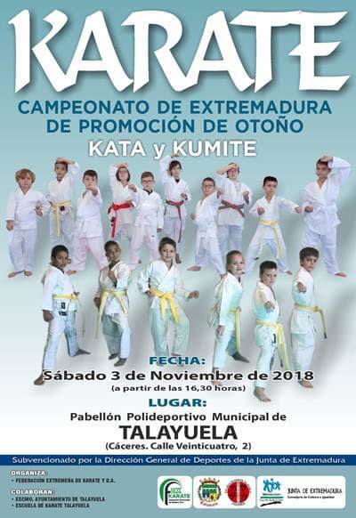 El Campeonato de Extremadura de Promoción de Otoño de Kárate se celebra el sábado en Talayuela