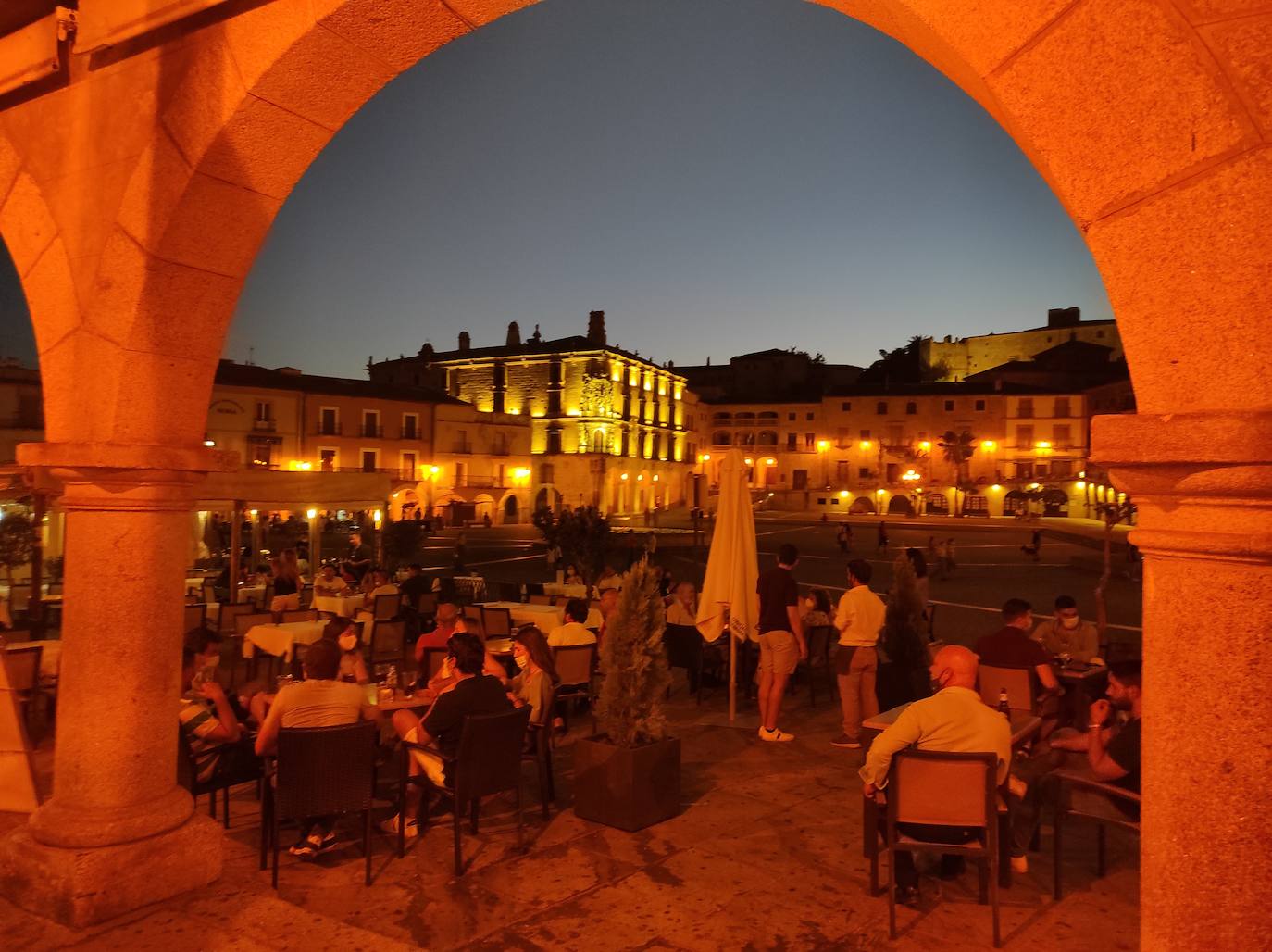 Una terraza de la plaza Mayor 