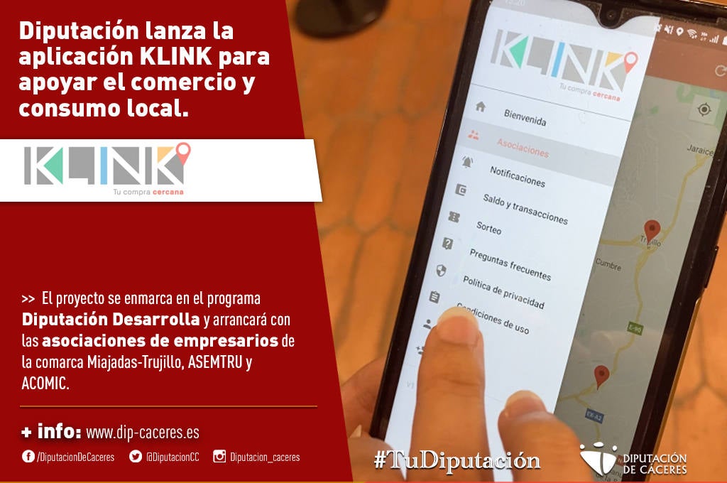 La Diputación de Cáceres lanza la aplicación móvil KLINK para apoyar el comercio local