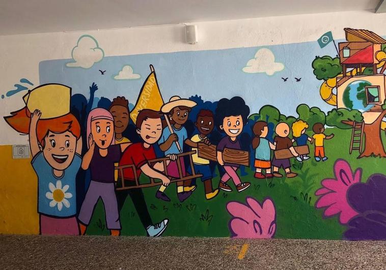 El mural ya luce en el colegio Las Américas
