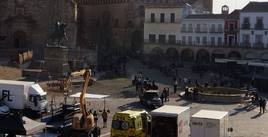 Preparativos del rodaje, ayer por la mañana.