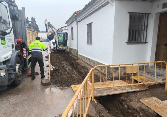 Las obras en una de las calles afectadas, hace unos días