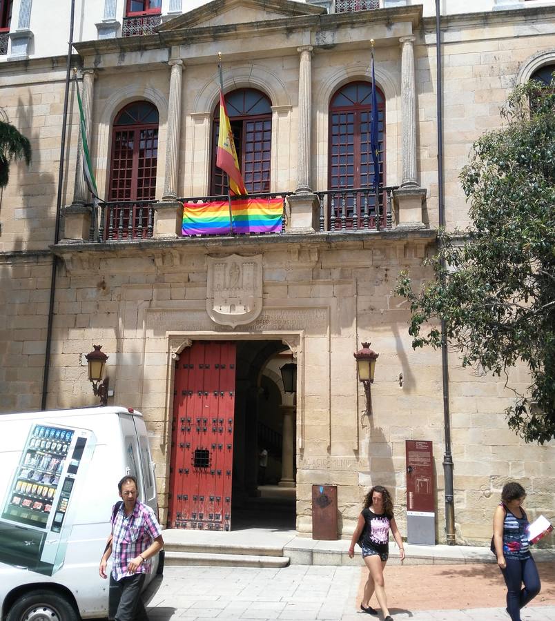 La bandera multicolor lució ayer en el Ayuntamiento 