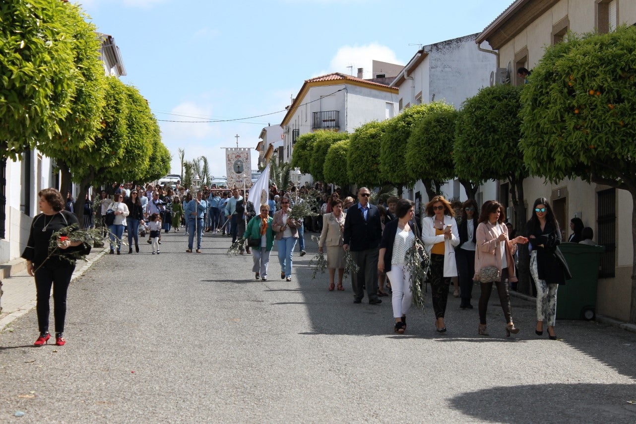 Algunas imágenes del Domingo de Ramos con la procesión de la Burrita como protagonista en el inicio de la Semana Santa en Valverde de Leganés (14-04-2019)