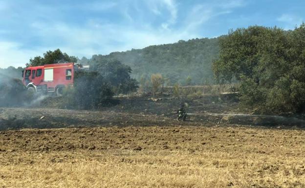 Los operarios del cuerpo de bombero sofocando las llamas