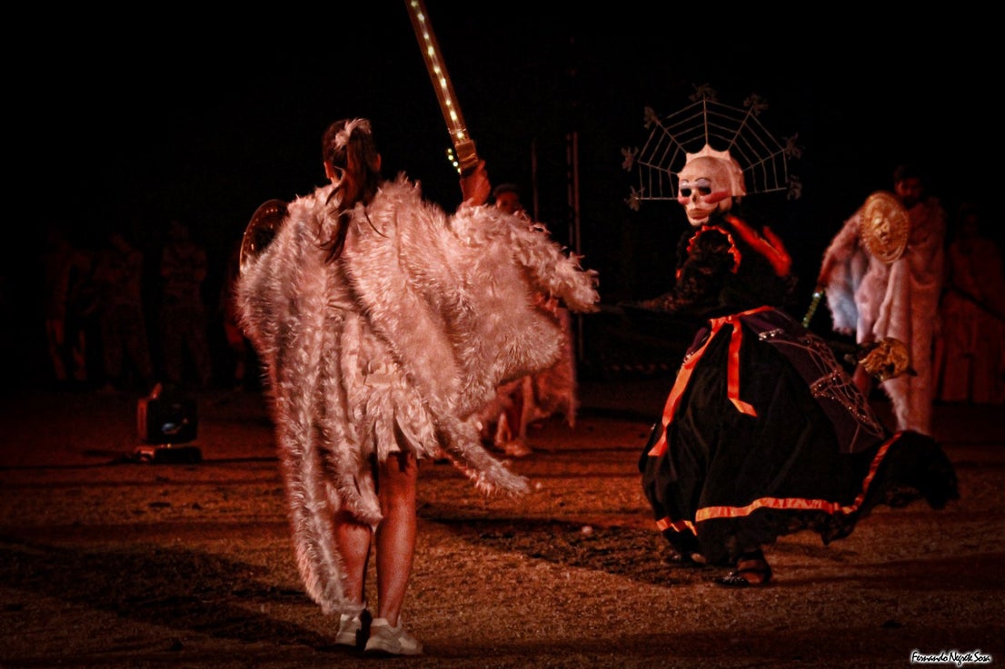 Imágenes del espectáculo de la Fuga de la Diabla celebrado en Valverde de Leganés (17-08-2019)