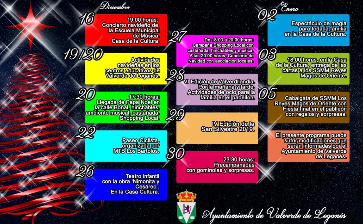 Anuncio publicado en la edición 99 de Hoy Valverde de Leganés en el que varias actividades han cambiado