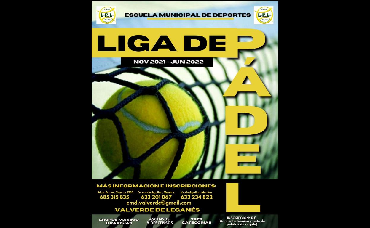 La Escuela Municipal de Deportes organiza una nueva edición de la Liga Local de Pádel