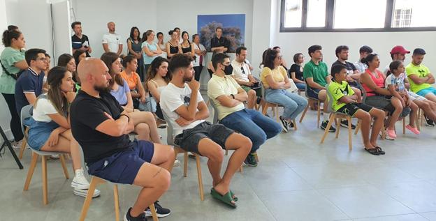 Durante el acto de bienvenida en el Centro del Conocimiento