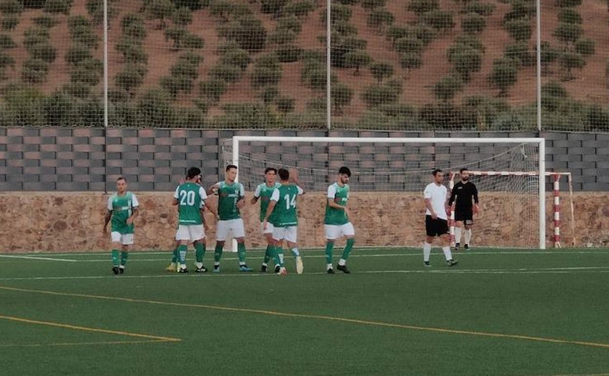 Celebración del gol de Borja Romero, el 1 - 0