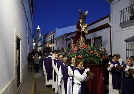 Durante la procesión de Jesús Nazareno