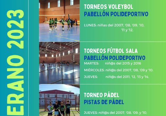 Para este verano habrá torneos infantiles de voleibol, fútbol sala y pádel