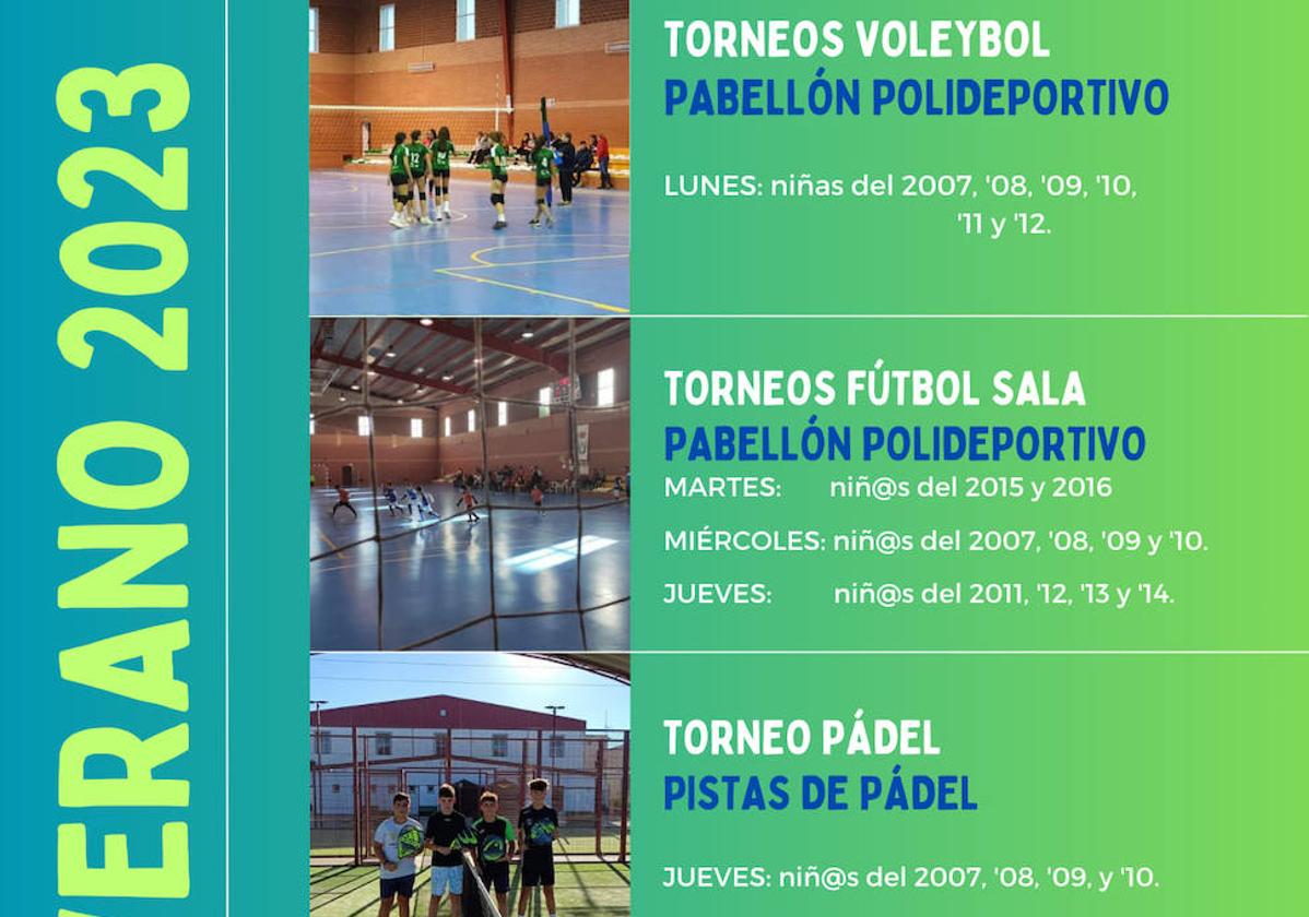 Para este verano habrá torneos infantiles de voleibol, fútbol sala y pádel