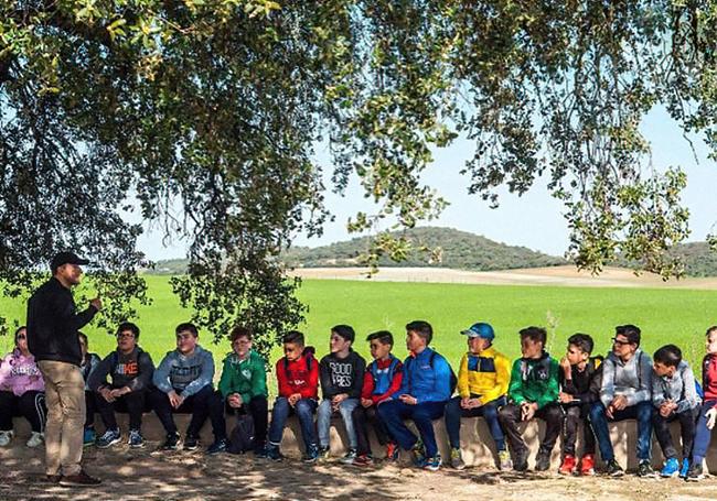 José María Franco en una de sus charlas a los escolares
