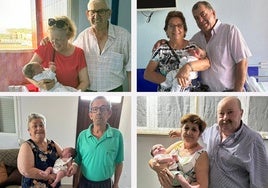 Sus ocho bisabuelos: Fernando García López y María Teresa Díaz Núñez (arriba a la izquierda), Luis Chaves Borrachero y María Chacón Bravo (arriba a la derecha), José Martín Flores y Antonia del Rosario González Domínguez (abajo a la izquierda) y Manuela Vidigal Santos y Victoriano Corbacho Márquez (abajo a la derecha)