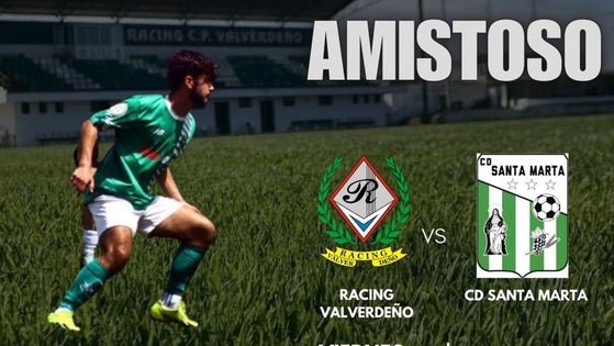 Esta tarde, el Racing CP Valverdeño recibe al CD Santa Marta
