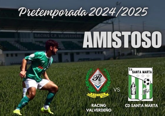 Esta tarde, el Racing CP Valverdeño recibe al CD Santa Marta