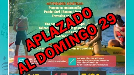 Aplazadas las actividades acuáticas de este sábado