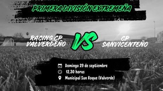 El Racing CP Valverdeño recibe al CP Sanvicenteño