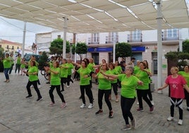 Durante la sesión de zumba