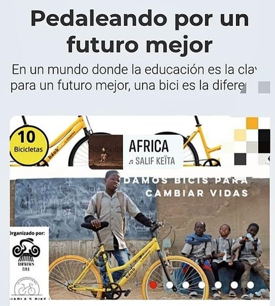 El club ciclista Diabla's Bike participa en el proyecto 'Bicicletas por la educación'