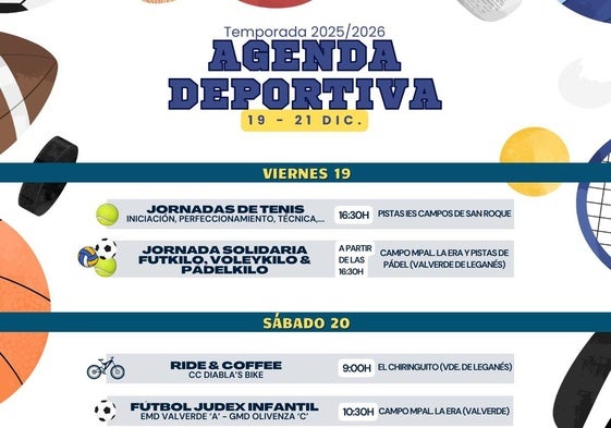 Agenda deportiva del fin de semana en Valverde de Leganés
